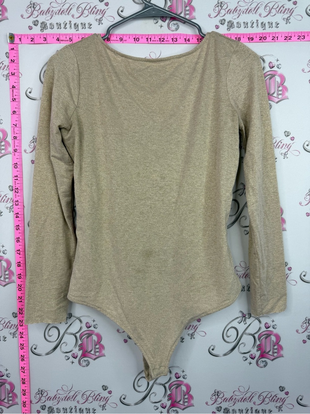 Mango bodysuit sparkly Metallic Gold Long Sleeve Bodysuit